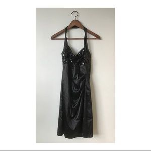 Black Halter Dress with Sequins